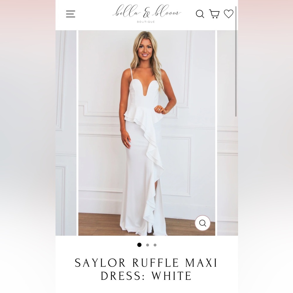 SAYLOR RUFFLE MAXI DRESS: WHITE